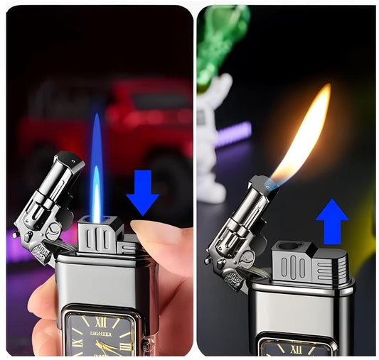 LighterFox Gun-shaped Head Dual Flame Windproof Lighter